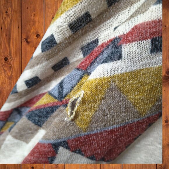 Freeway Women’s XL Aztec Southwestern Open Front Kimono Cardigan Sweater USA - Picture 7 of 8